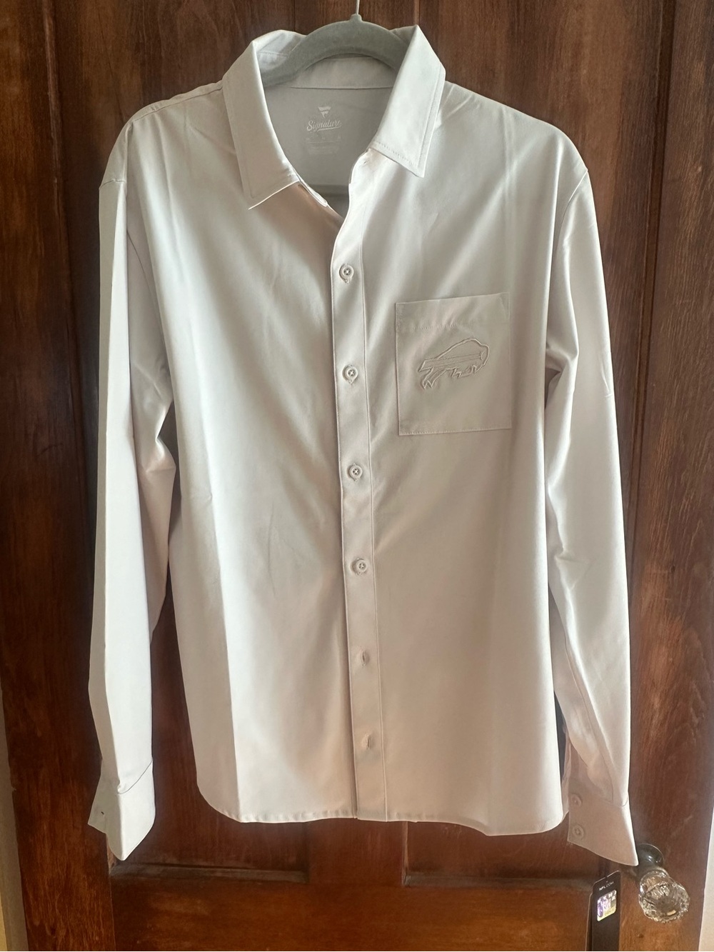 NFL Buffalo bills  Men’s Cream Long-Sleeve Button-Down Dress Shirt